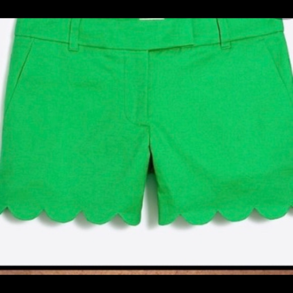 Green J crew Scalloped Shorts